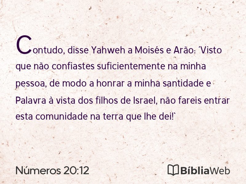 Números 20:12 em imagem para compartilhar