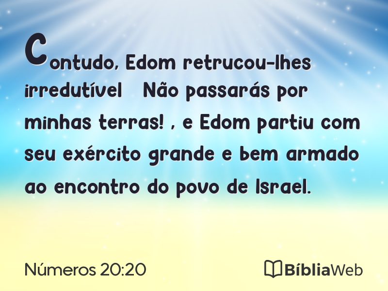 Números 20:20 em imagem para compartilhar