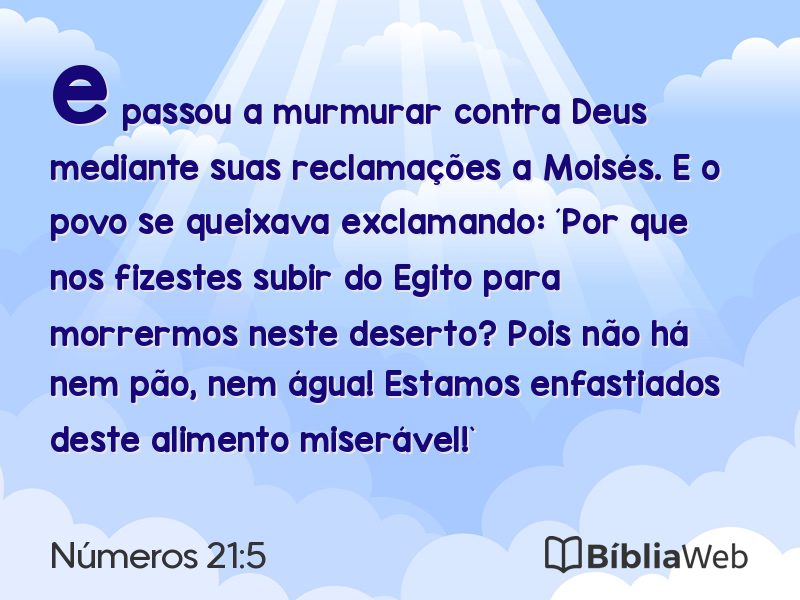 Números 21:5 em imagem para compartilhar
