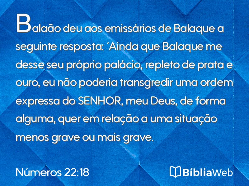 Números 22:18 em imagem para compartilhar