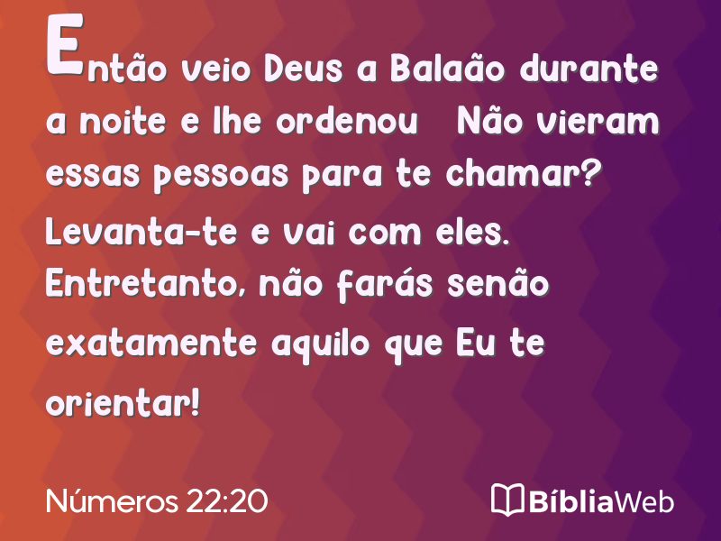 Números 22:20 em imagem para compartilhar