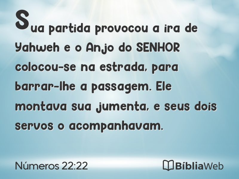 Números 22:22 em imagem para compartilhar