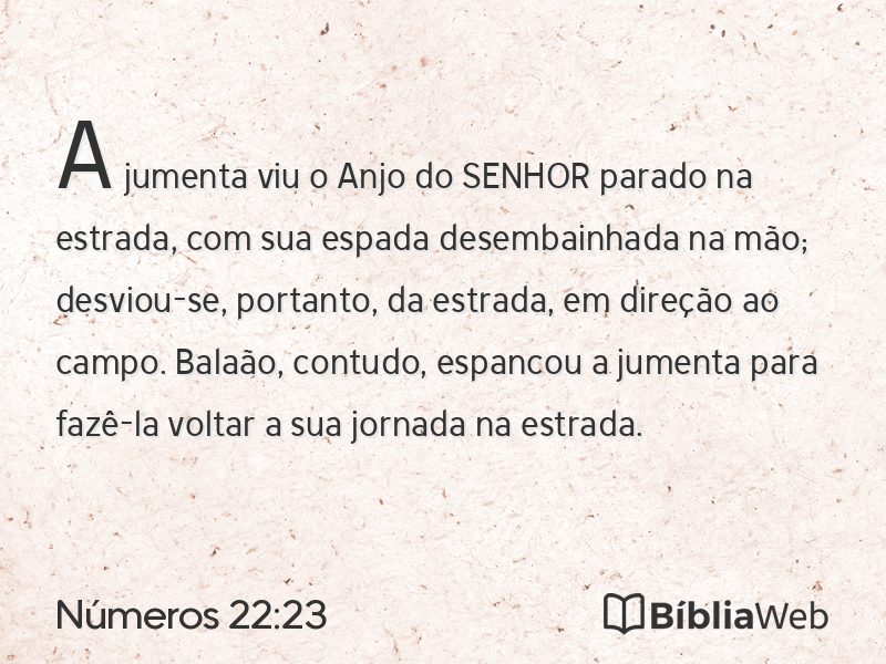 Números 22:23 em imagem para compartilhar