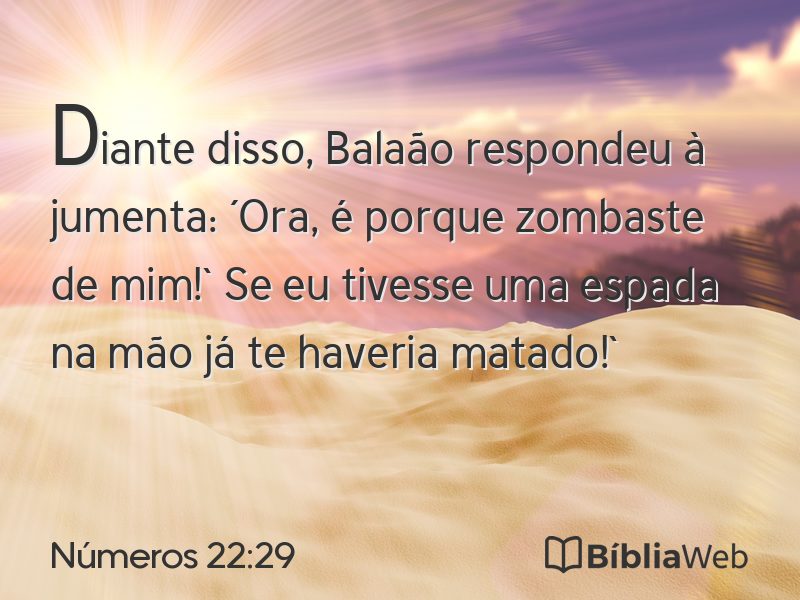 Números 22:29 em imagem para compartilhar