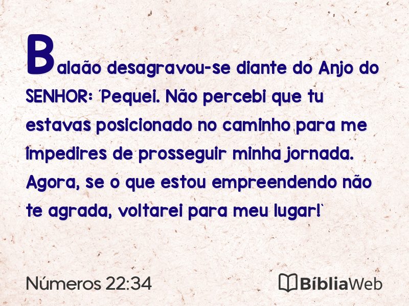 Números 22:34 em imagem para compartilhar