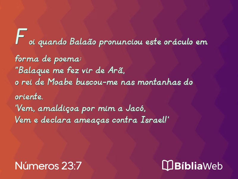 Números 23:7 em imagem para compartilhar