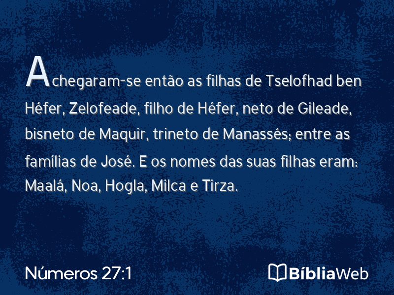 Números 27:1 em imagem para compartilhar