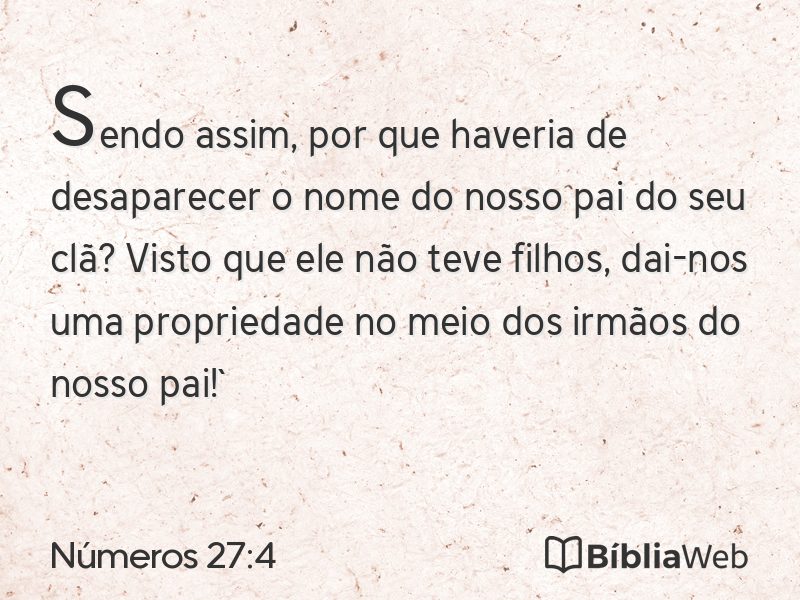 Números 27:4 em imagem para compartilhar