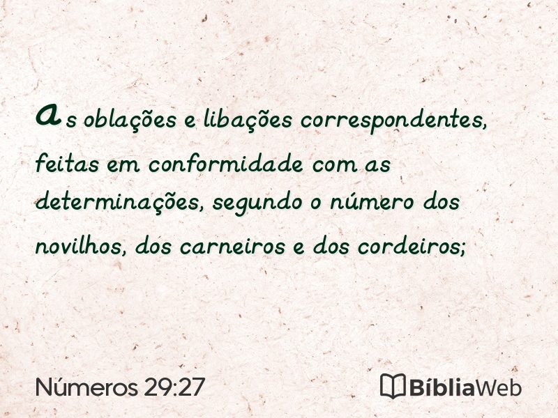 Números 29:27 em imagem para compartilhar