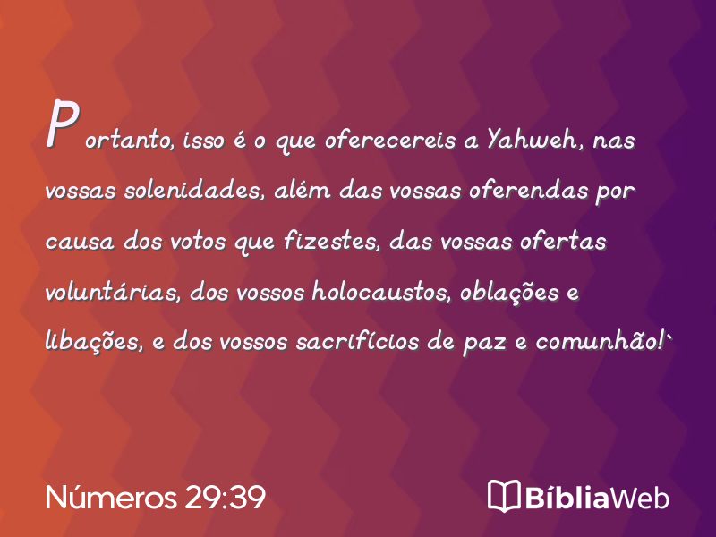 Números 29:39 em imagem para compartilhar