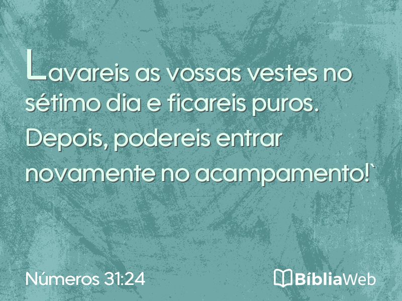 Números 31:24 em imagem para compartilhar