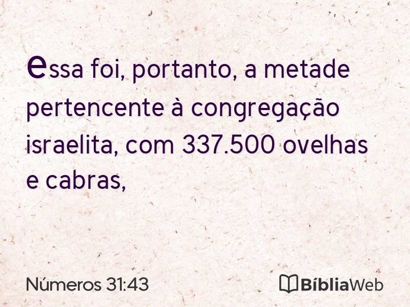 Números 31:43 em imagem para compartilhar