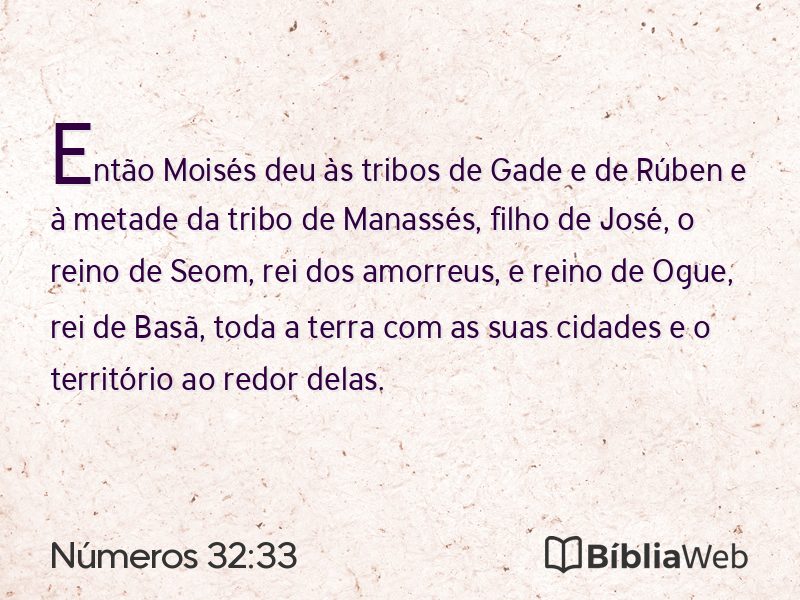 Números 32:33 em imagem para compartilhar