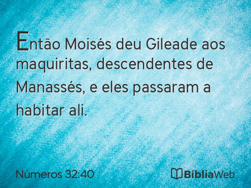 Números 32:40 em imagem para compartilhar