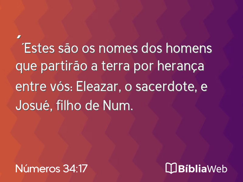 Números 34:17 em imagem para compartilhar