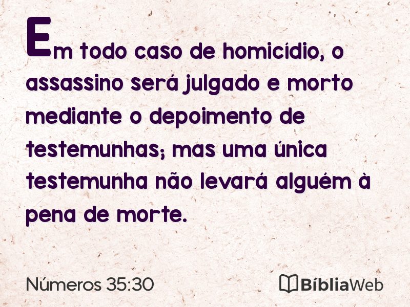 Números 35:30 em imagem para compartilhar