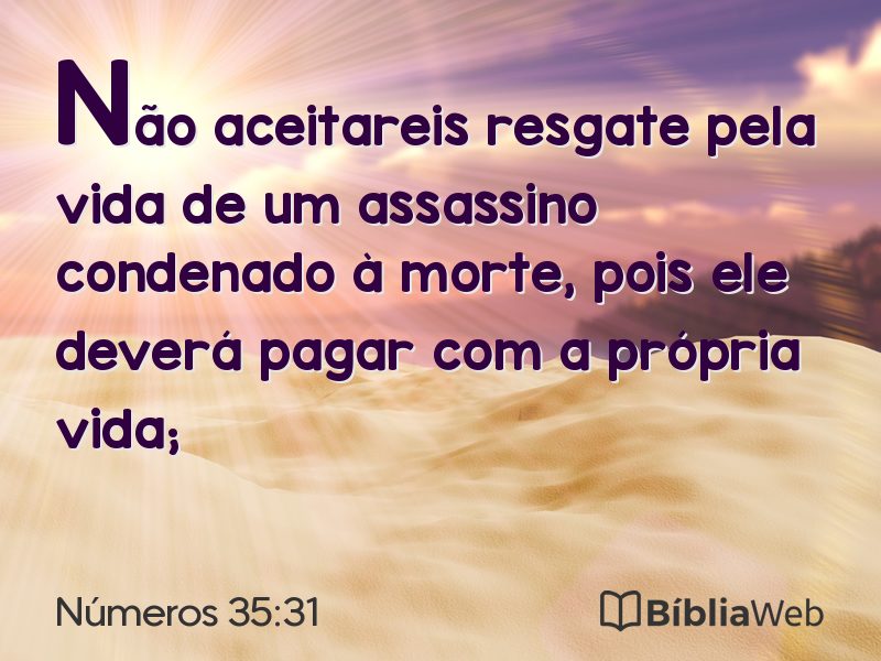 Números 35:31 em imagem para compartilhar