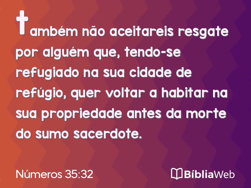 Números 35:32 em imagem para compartilhar