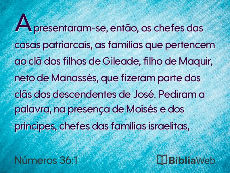 Números 36:1 em imagem para compartilhar