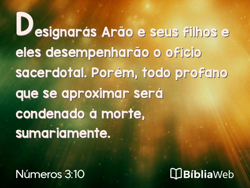 Números 3:10 em imagem para compartilhar