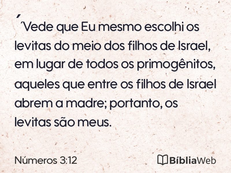 Números 3:12 em imagem para compartilhar