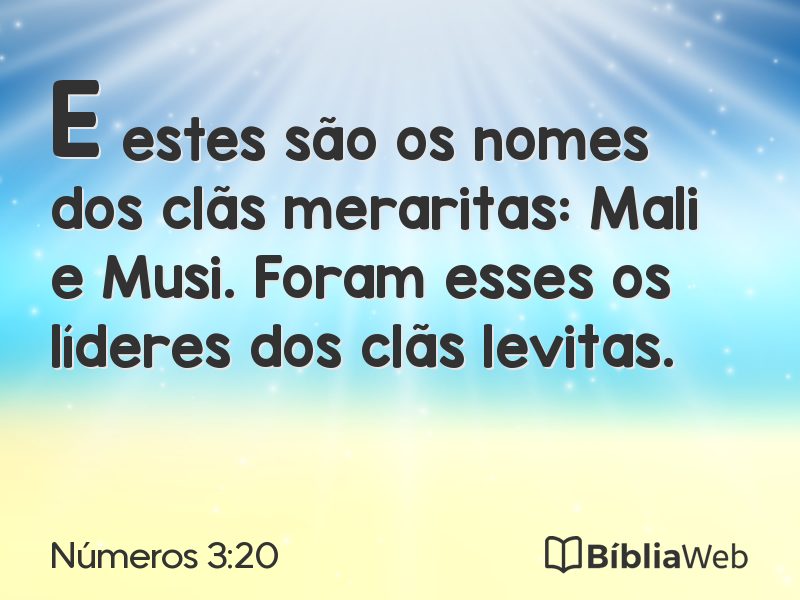 Números 3:20 em imagem para compartilhar
