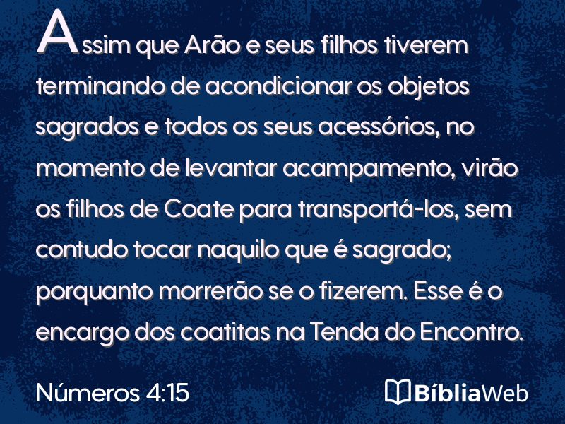 Números 4:15 em imagem para compartilhar
