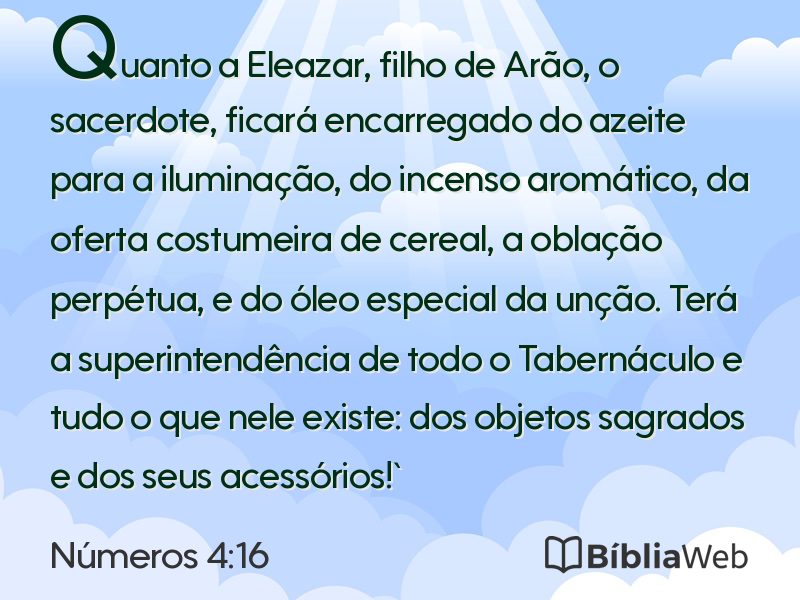Números 4:16 em imagem para compartilhar