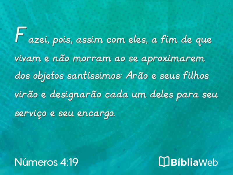 Números 4:19 em imagem para compartilhar
