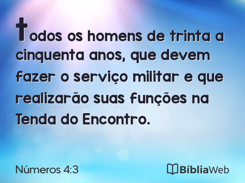 Números 4:3 em imagem para compartilhar