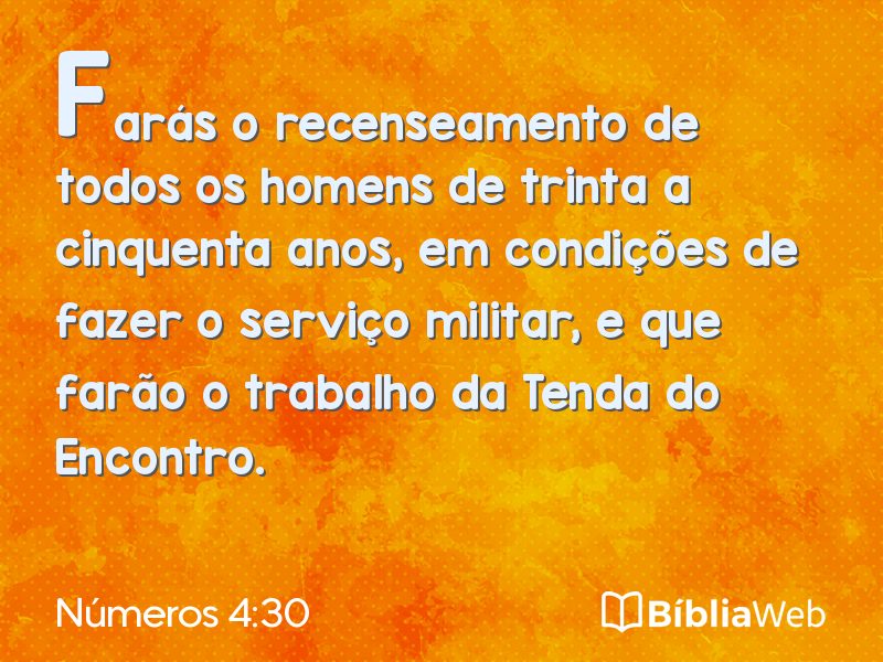 Números 4:30 em imagem para compartilhar