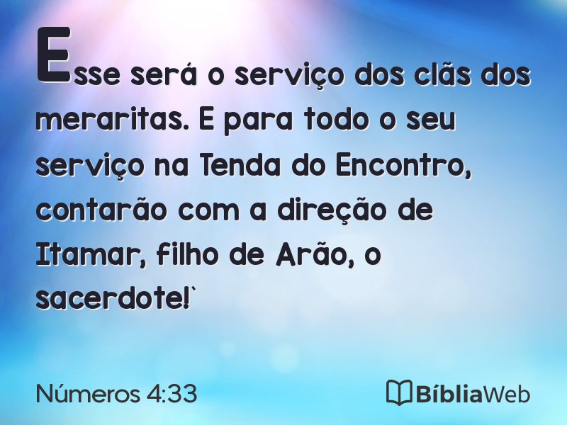 Números 4:33 em imagem para compartilhar
