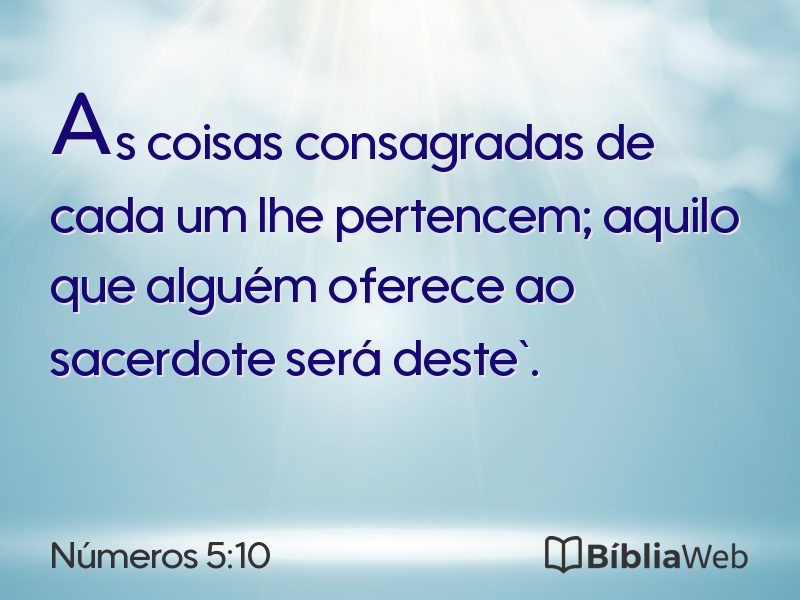 Números 5:10 em imagem para compartilhar