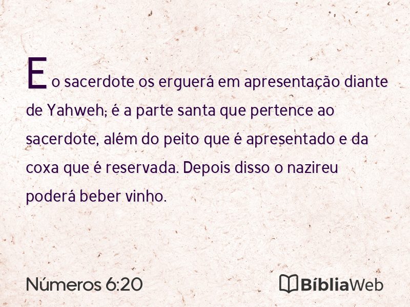 Números 6:20 em imagem para compartilhar