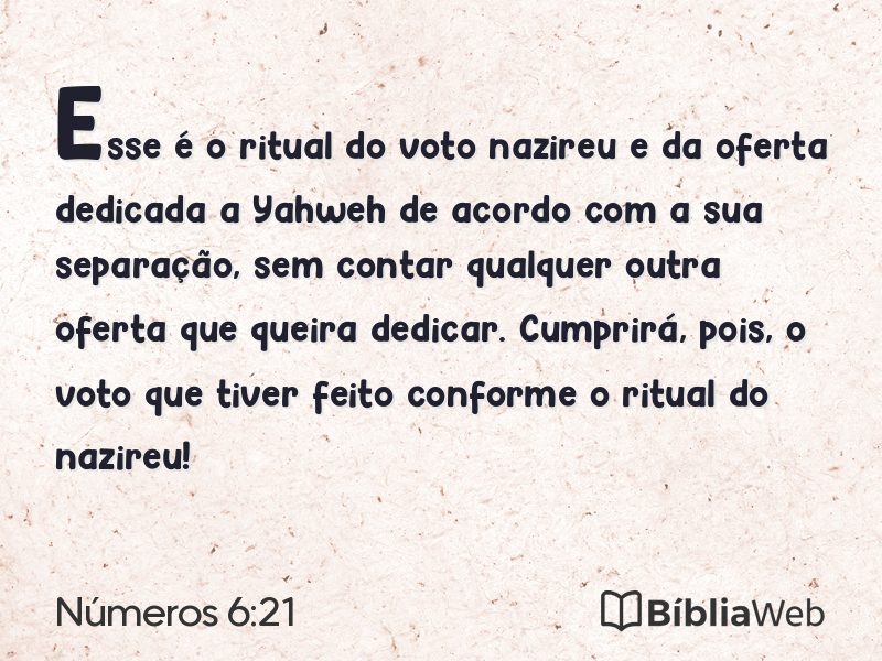 Números 6:21 em imagem para compartilhar