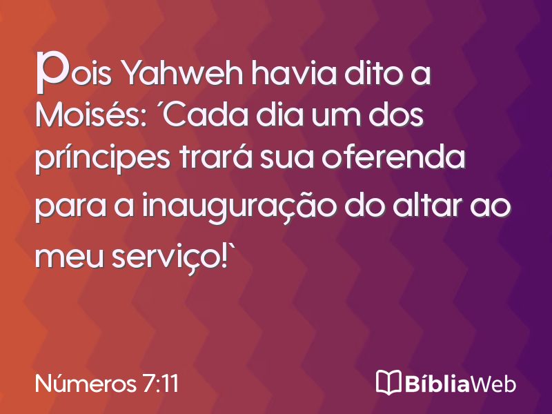 Números 7:11 em imagem para compartilhar