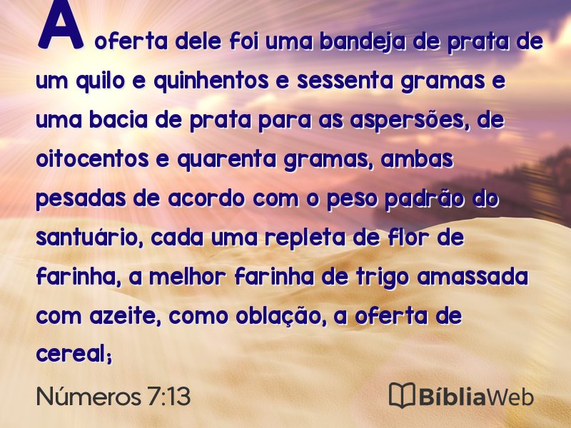 Números 7:13 em imagem para compartilhar