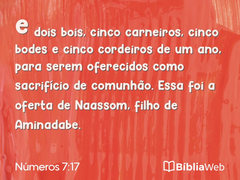 Números 7:17 em imagem para compartilhar