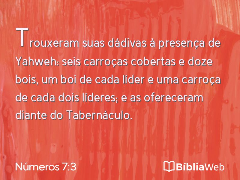 Números 7:3 em imagem para compartilhar