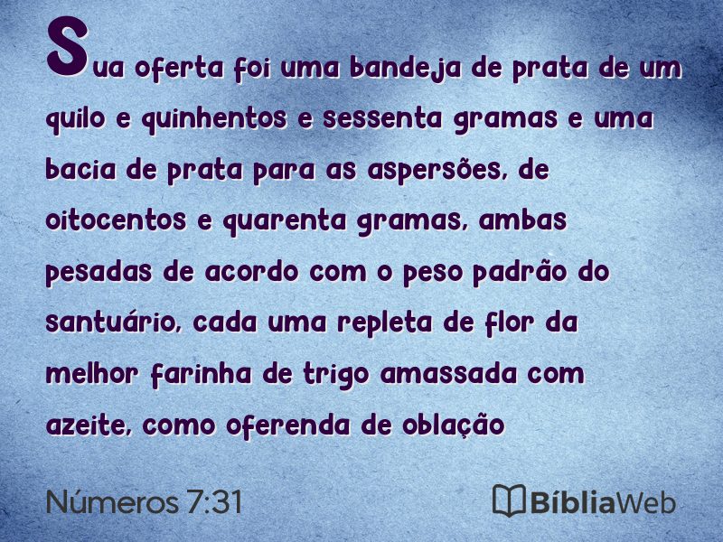Números 7:31 em imagem para compartilhar