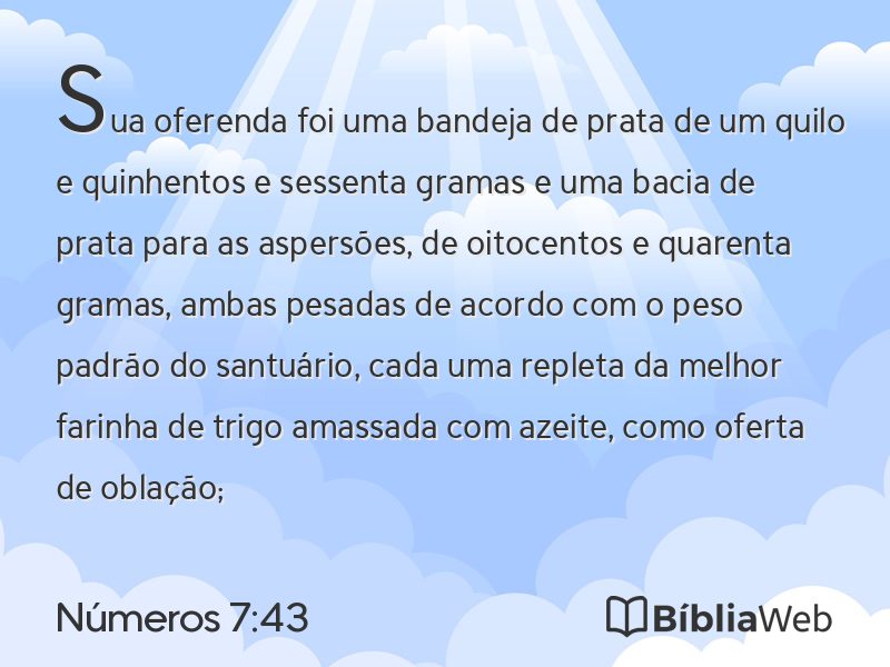 Números 7:43 em imagem para compartilhar