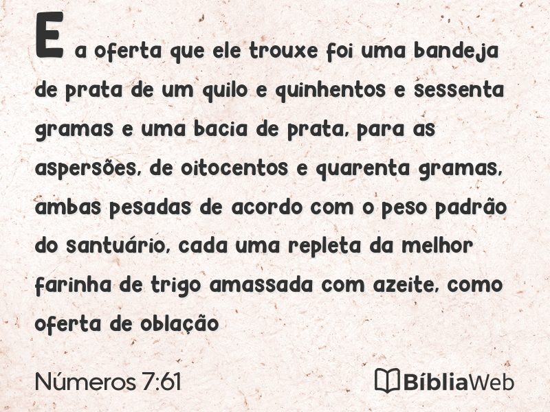 Números 7:61 em imagem para compartilhar