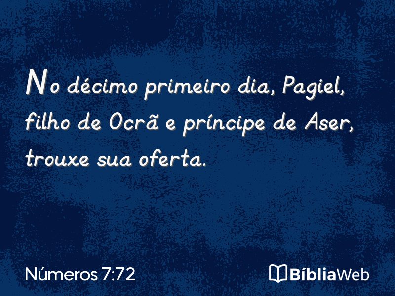 Números 7:72 em imagem para compartilhar