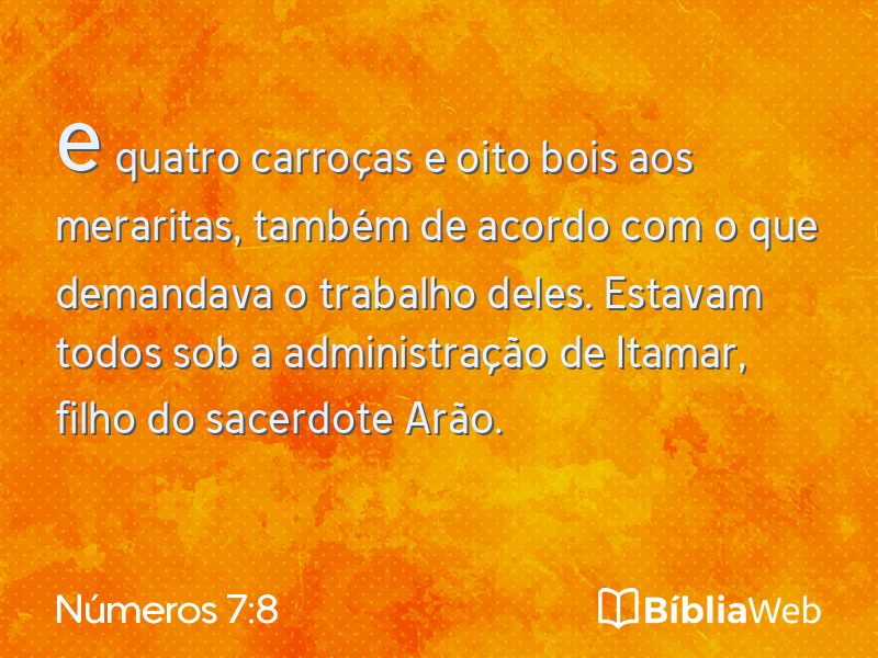 Números 7:8 em imagem para compartilhar