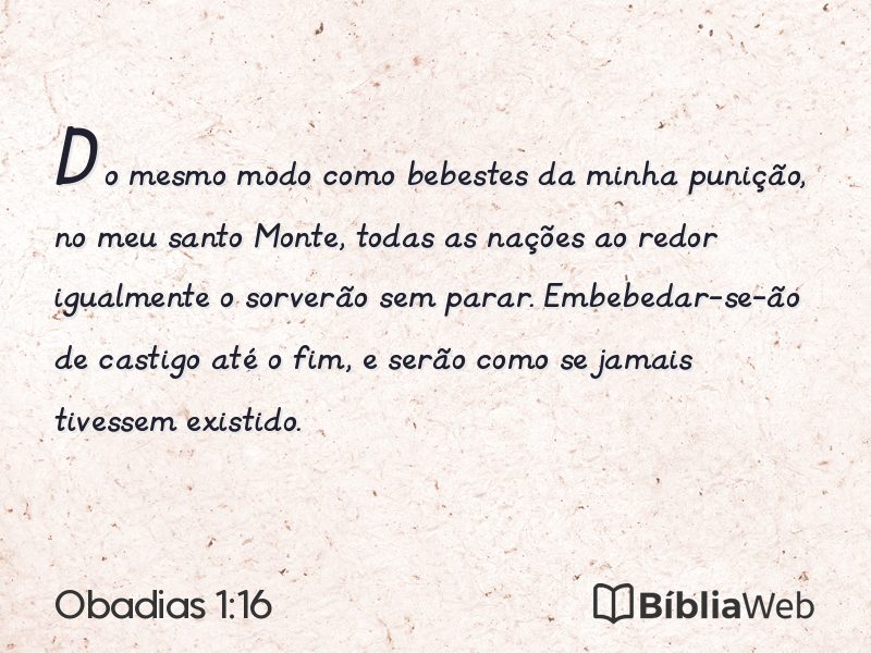 Obadias 1:16 em imagem para compartilhar
