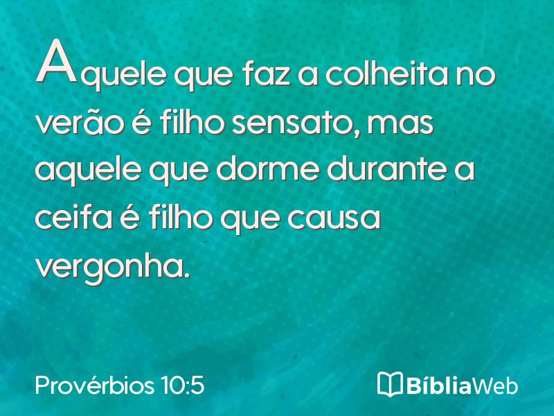 Provérbios 10:5 em imagem para compartilhar