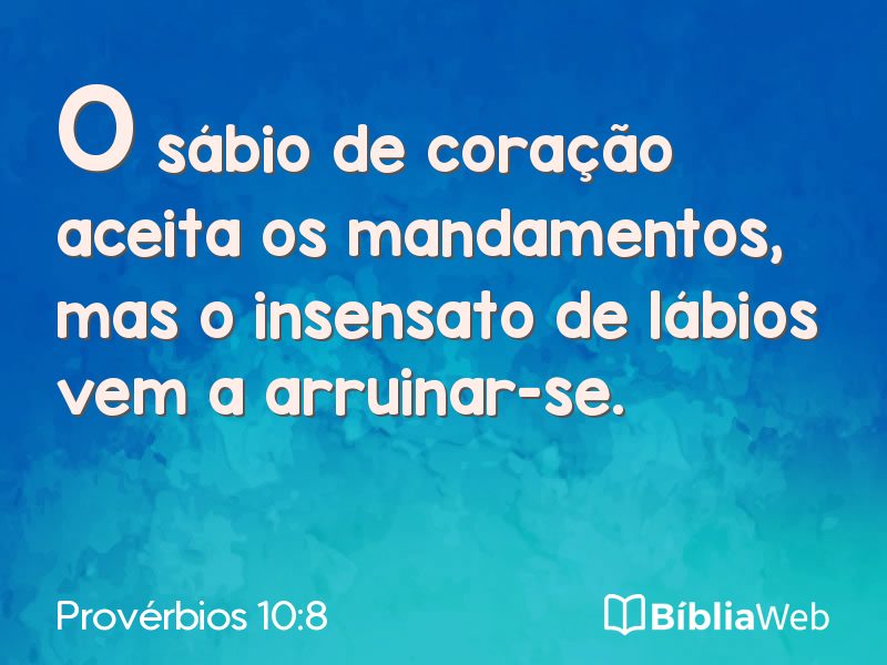 Provérbios 10:8 em imagem para compartilhar