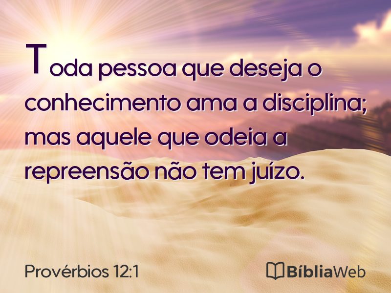 Provérbios 12:1 em imagem para compartilhar