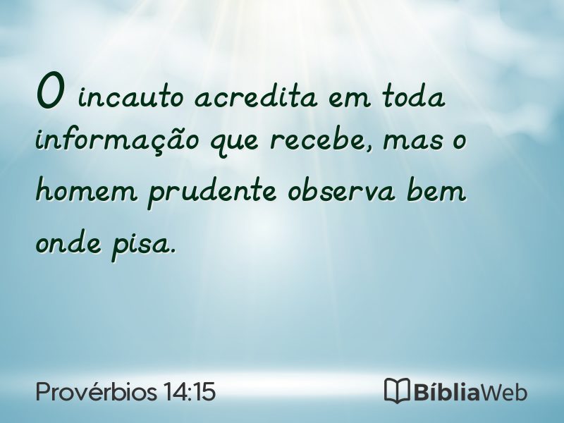 Provérbios 14:15 em imagem para compartilhar