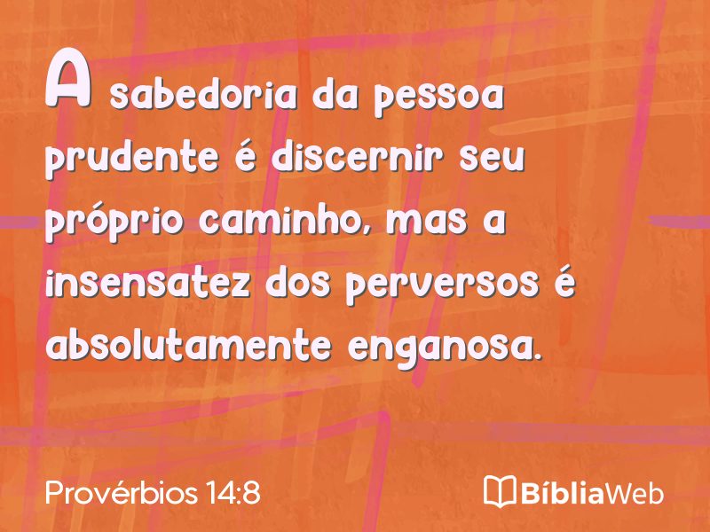 Provérbios 14:8 em imagem para compartilhar